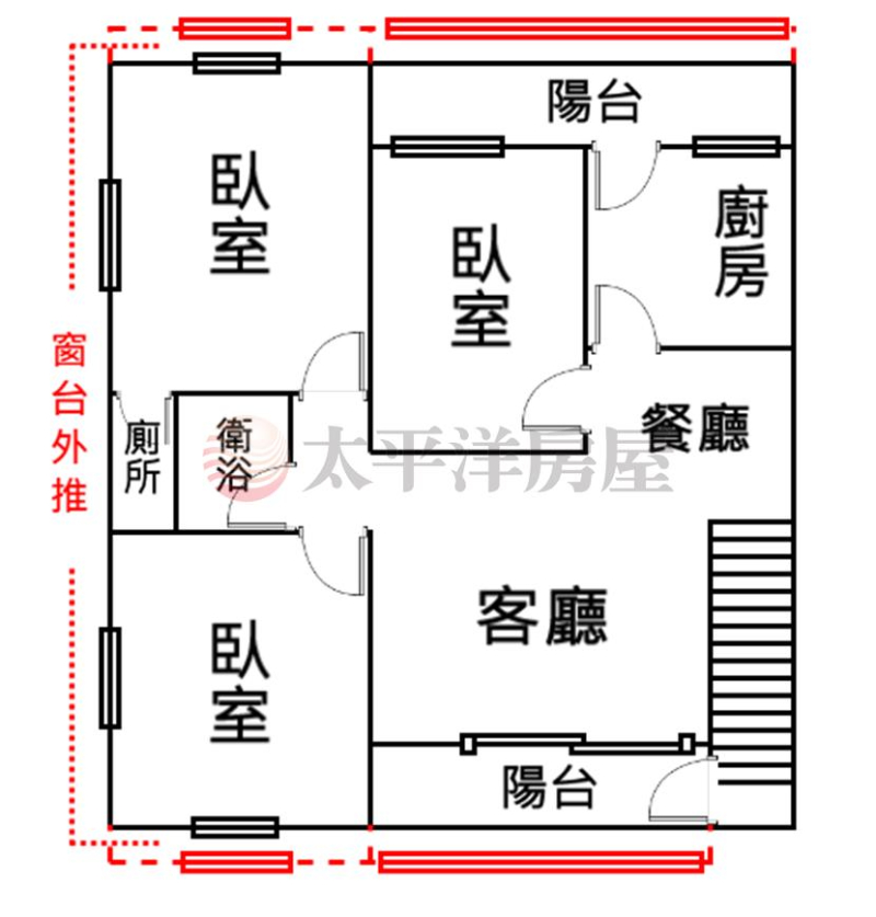 泰山買房賣屋十八甲邊間雙陽台美寓,新北市泰山區同義街